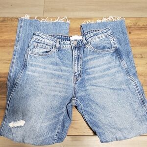 VERVET Medium Wash Ripped Distressed Wide Leg High Rise Women's Blue